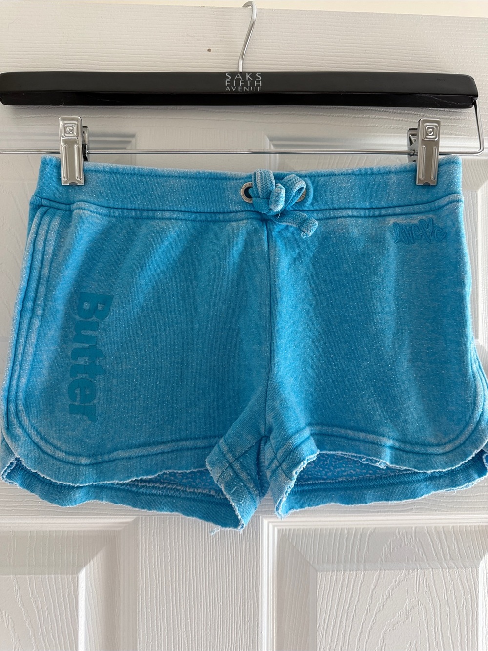 Butter Blue Terry Lounge Shorts - Girls